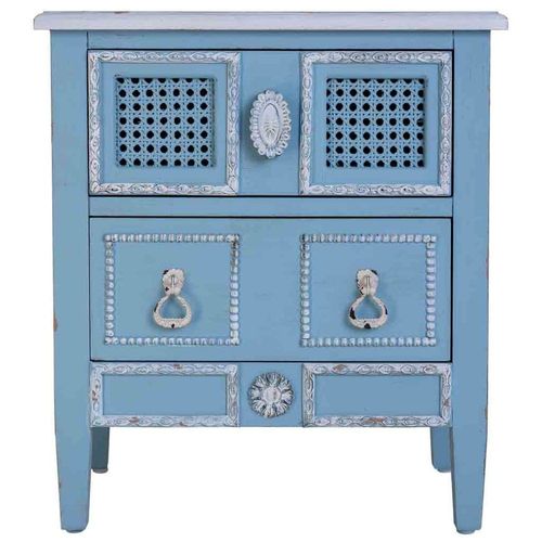 Table De Chevet En Bois Laqué Bleu 46x32x52h Cm