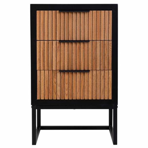 Table De Chevet 3 Tiroirs En Bois Et Métal 43x37x70h Cm