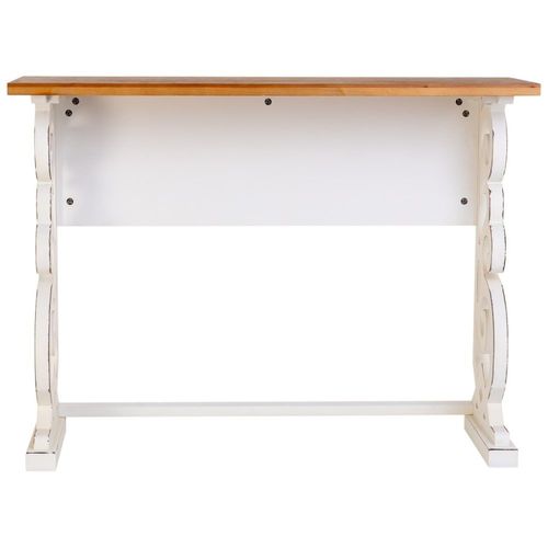Console En Bois Laqué Blanc Vieilli 106x36x79h Cm