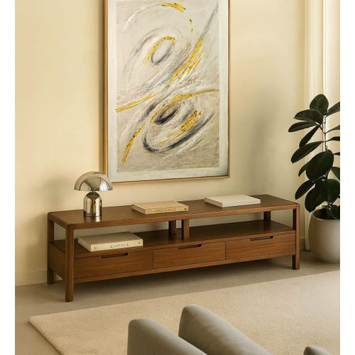 Meuble Tv En Bois Marron L 160 Cm