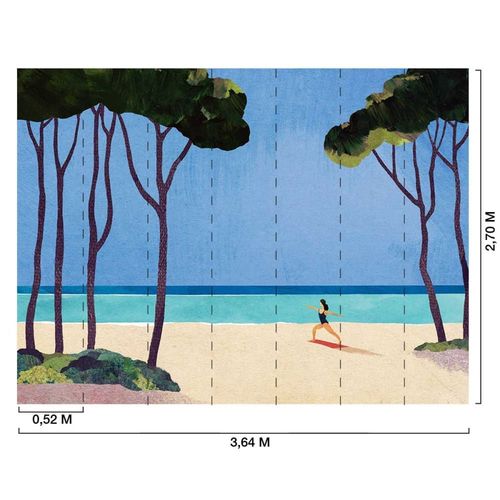 Papier peint yoga sur la plage 364x270 cm