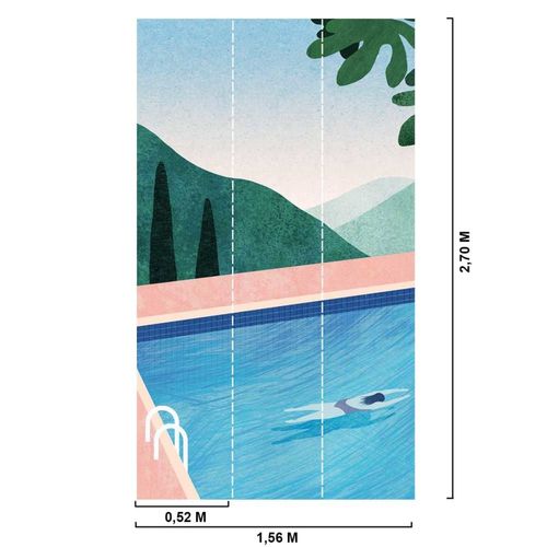 Papier peint longueur en piscine 156x270 cm