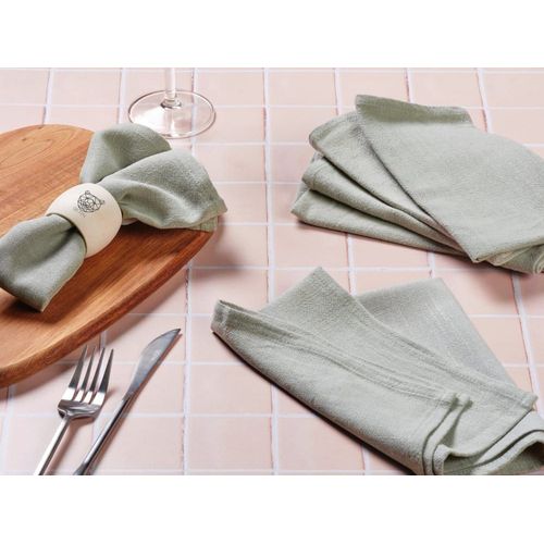 Serviette De Table - 6 Pièces - Lin Et Coton Vert Pâle