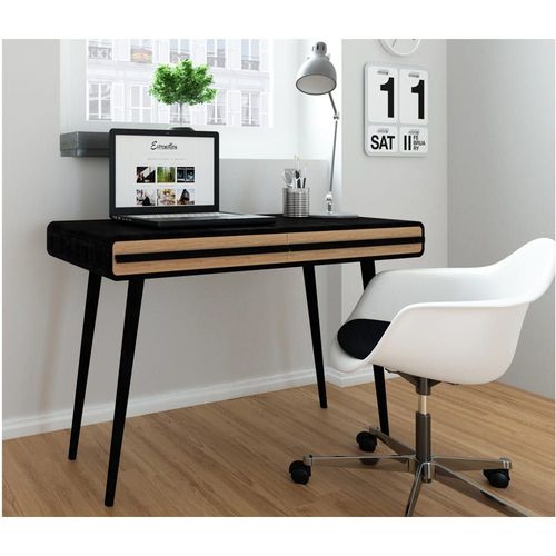 Bureau Avec 2 Tiroirs En Effet Chêne Et Noir