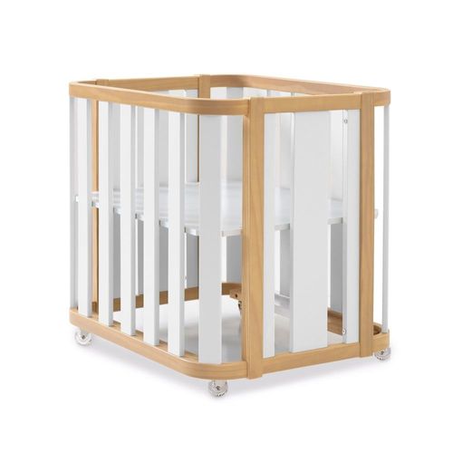 Berceau Bois/Blanc 55x70 Cm Avec Matelas Et Textile Rose