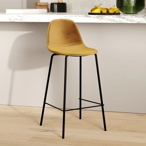 Chaise Pour Îlot Central En Velours Jaune 65 Cm