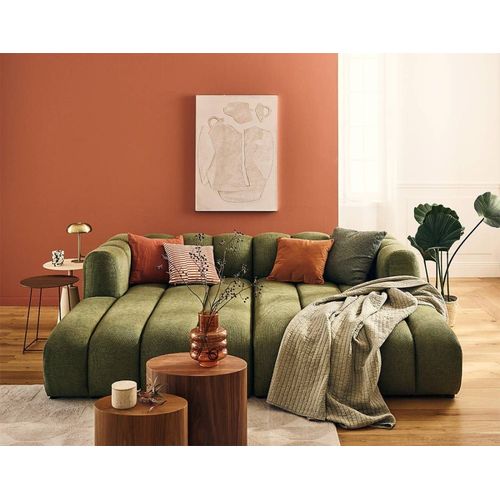 Canapé Droit 3 Places En Tissu Texturé Vert