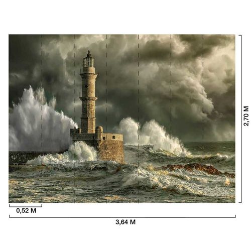 Papier peint orage sur le phare 364x270 cm