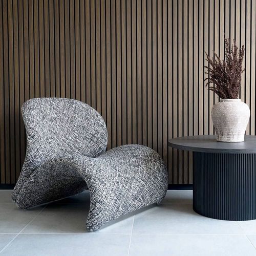 Fauteuil Tissu Maille Chinée Marron