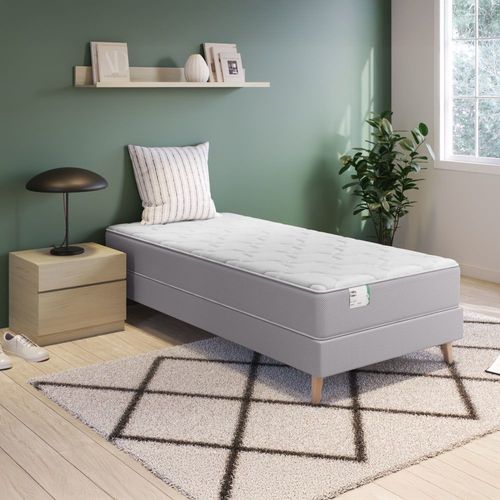 Ensemble 90x200 Matelas ressorts ensachés ferme H22 + sommier