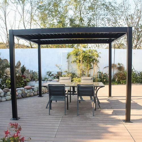 Pergola Bioclimatique 3x3m Structure En Aluminium Gris Anthracite