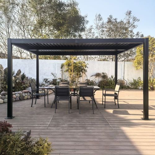 Pergola Bioclimatique 4x3m Structure Et Lames En Aluminium Gris Anthra