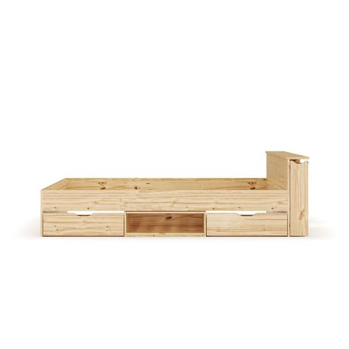 Pack Lit Avec 4 Tiroirs Et Matelas Bois Massif 140x200 Cm