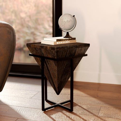 Petite Table D'appoint En Bois Et Métal