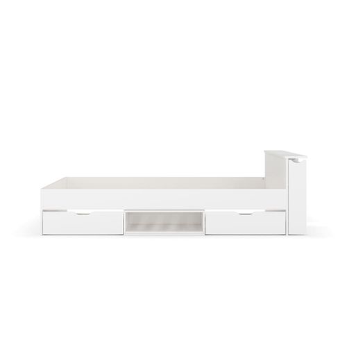 Pack Lit Avec 2 Tiroirs Et Matelas Bois Massif Blanc 160x200 Cm