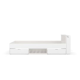 Lit Avec Rangement Et 2 Tiroirs Bois Massif Blanc 140x200 Cm