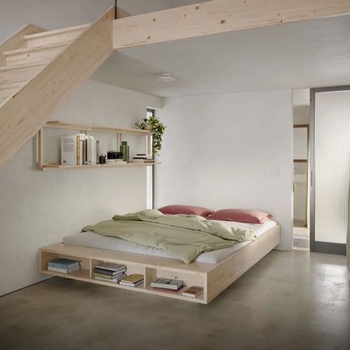 Lit Avec Rangement En Bois 180x200cm - Bois Clair