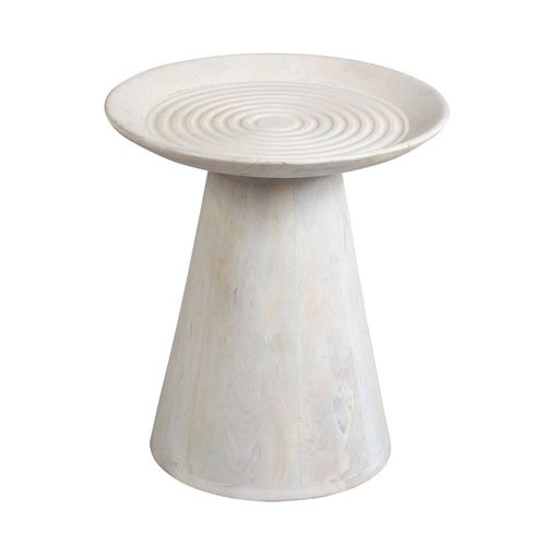 Bout De Canapé H.45cm En Manguier Massif Cérusé Blanc