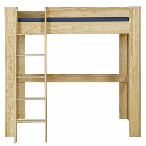 Pack Lit Mezzanine 2 Places Avec Matelas Bois Massif 120x190 Cm