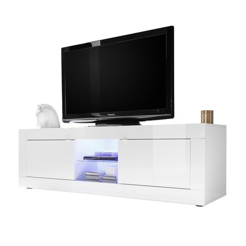 Meuble Tv 2 Portes Sans Éclairage - L180 Cm - Blanc
