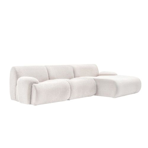 Canapé D'angle 5 Places En Tissu Blanc