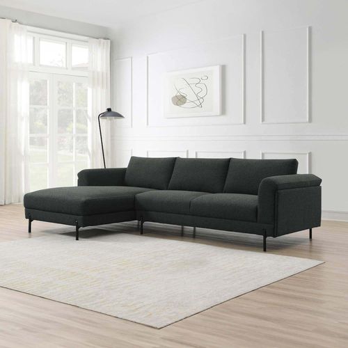 Canapé D'angle 5 Places En Tissu Gris Foncé