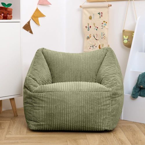 Pouf Fauteuil Enfant Velours Côtelé Vert Sauge