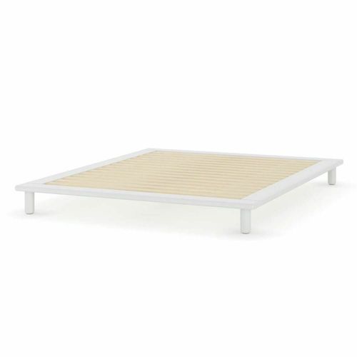 Pack Lit 2 Places Futon Avec Matelas Bois Massif Blanc 140x200 Cm