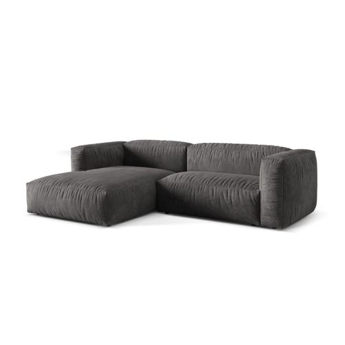 Canapé D'angle Gauche Modulaire 2 Places En Velours Gris
