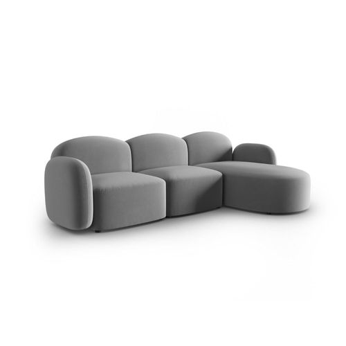 Canapé D'angle Droit 4 Places En Velours Gris