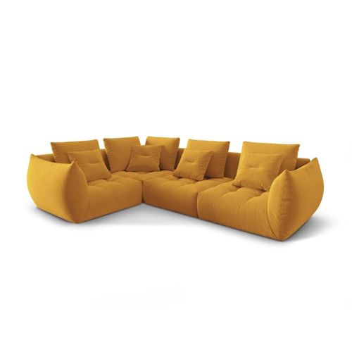 Canapé D'angle Gauche Modulaire 3 Places En Velours Jaune