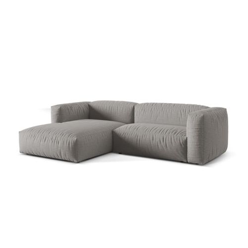 Canapé D'angle Gauche Modulaire 2 Places Tissu Structurel Gris Clair