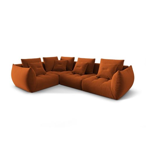 Canapé D'angle Gauche Modulaire 3 Places En Velours Terracotta