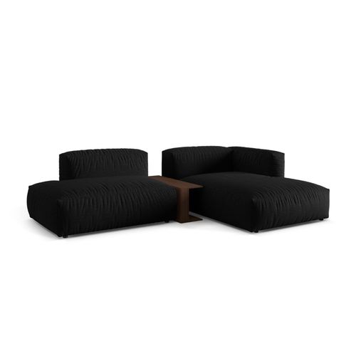 Canapé D'angle Droit Modulaire 2 Places En Tissu Structurel Noir