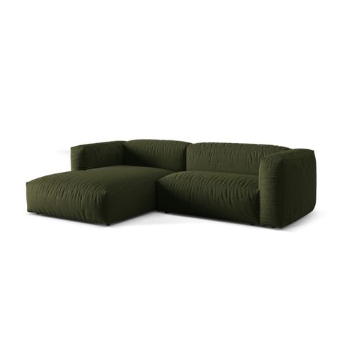 Canapé D'angle Gauche Modulaire 2 Places En Tissu Structurel Vert