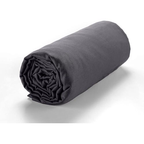 Drap Housse En Satin De Coton Gris Fonce 140x190 Cm