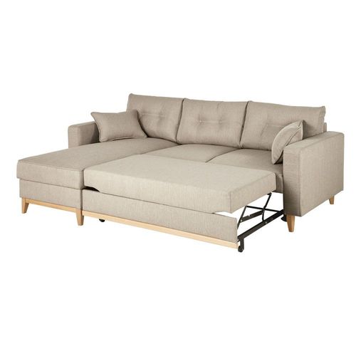 Canapé D'angle Convertible 3/4 Places Beige