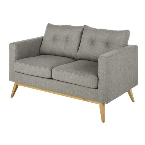 Canapé Style Scandinave 2 Places Gris Clair Chiné