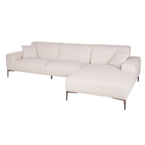 Canapé D'angle Droit 4/5 Places En Textile Tramé Beige