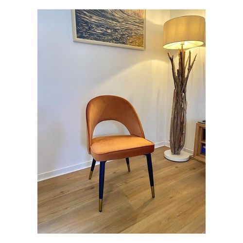 Chaise De Repas En Velours Orange Tendance