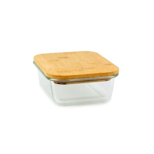 Plat En Verre Avec Couvercle En Bambou 620 Ml