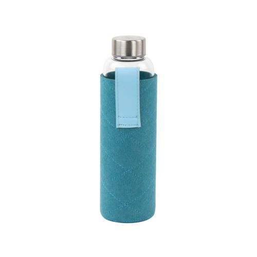 Bouteilles En Verre Avec Pochette En Feutrine 550ml - Bleu Canard