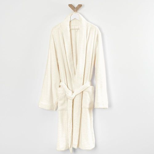 Peignoir Éponge Col Chale En Coton Ivoire Xl