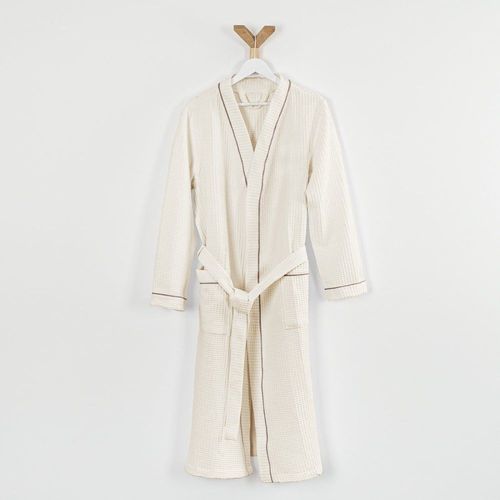 Peignoir Nid D'abeille En Coton Beige M