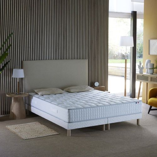 Ensemble matelas ressorts sommier blanc 180x200