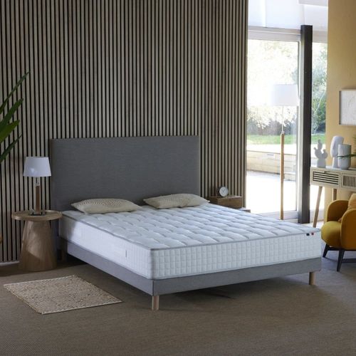 Ensemble matelas ressorts sommier gris 140x190