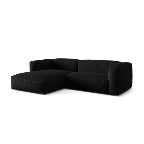 Canapé D'angle Gauche Modulaire 2 Places En Tissu Structurel Noir