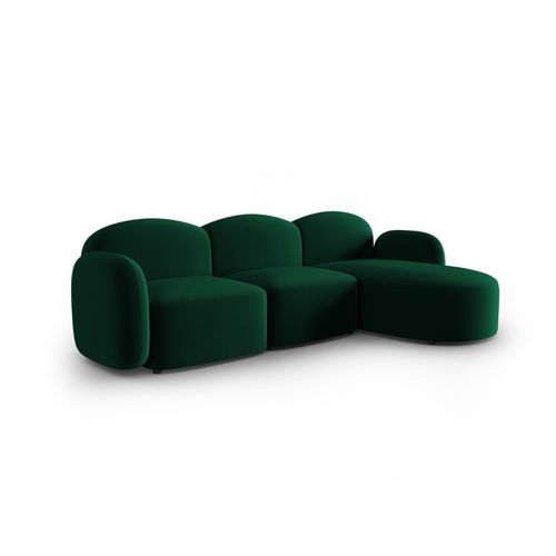 Canapé D'angle Droit 4 Places En Velours Vert Bouteille