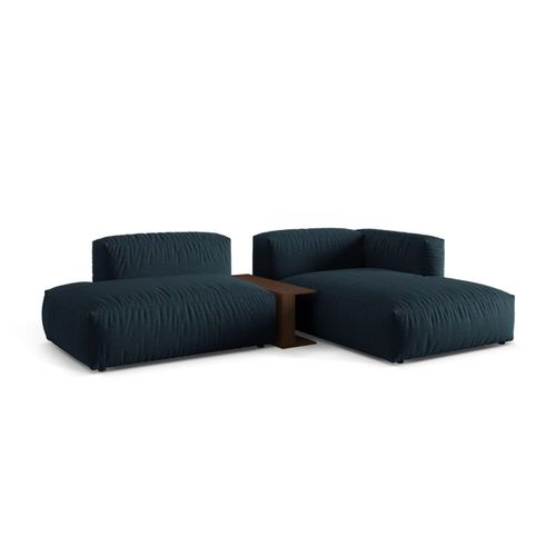 Canapé D'angle Droit Modulaire 2 Places En Tissu Structurel Blue Jeans