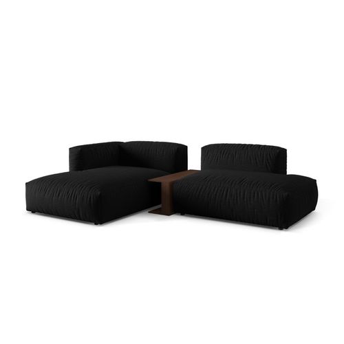 Canapé D'angle Gauche Modulaire 2 Places En Tissu Structurel Noir
